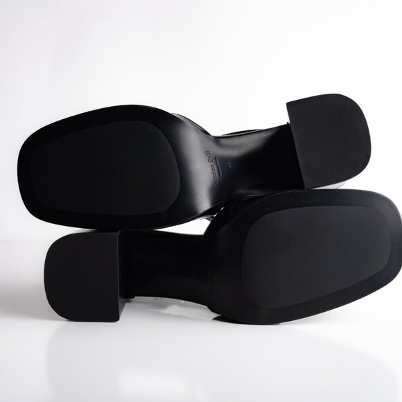 Massimo Dutti Womens Leather Heels Mary Janes Black US 9 EU 40 NWB 1414/450 - Picture 7 of 8